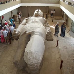 Stand by Ramses II statue in Memphis